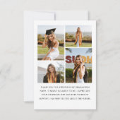 Elegant minimalistisch eenvoudig Afstuderen 5 foto Bedankkaart (Achterkant)