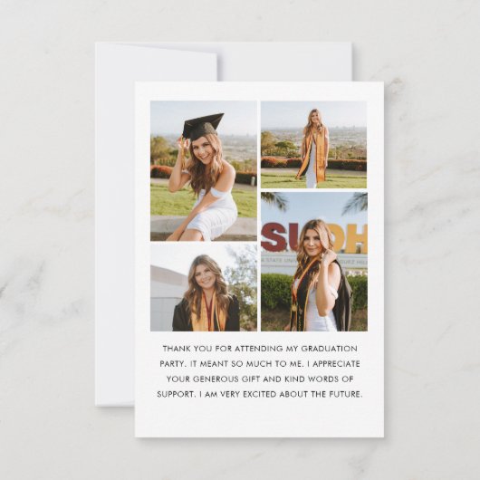 Elegant minimalistisch eenvoudig Afstuderen 5 foto Bedankkaart (Achterkant)