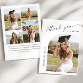Elegant minimalistisch eenvoudig Afstuderen 5 foto Bedankkaart