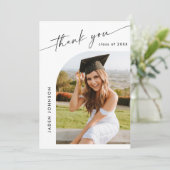Elegant minimalistisch eenvoudig Afstuderen 5 foto Bedankkaart (Staand voorkant)