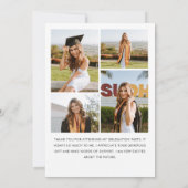 Elegant minimalistisch eenvoudig Afstuderen 5 foto Bedankkaart (Achterkant)