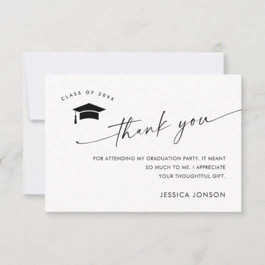 Elegant minimalistisch eenvoudig Afstuderen Bedankkaart (Voorkant)