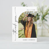 Elegant minimalistisch eenvoudig Afstuderen één fo Bedankkaart (Staand voorkant)