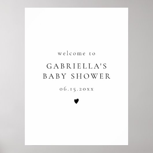 Elegant minimalistisch eenvoudig Baby shower welko Poster (Voorkant)