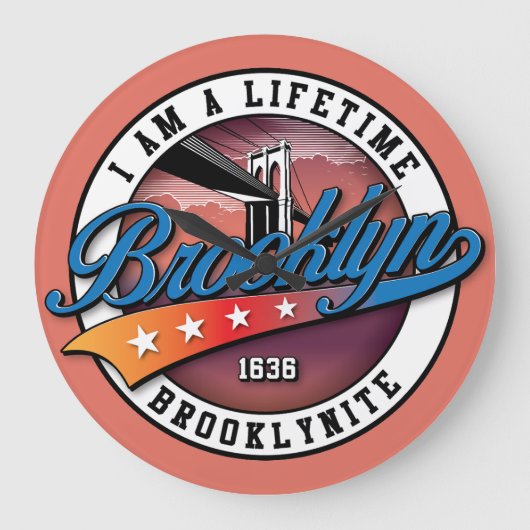 Elegant Minimalistisch Eenvoudig Brooklyn Logo-ont Grote Klok (Voorkant)