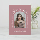 Elegant minimalistisch eenvoudig foto-afstuderen bedankkaart (Staand voorkant)