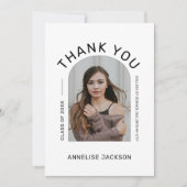 Elegant minimalistisch eenvoudig foto-afstuderen bedankkaart (Voorkant)