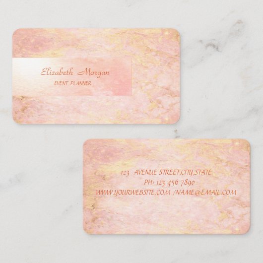 Elegant minimalistisch, eenvoudig, Roos marmer Visitekaartje (Voorkant / Achterkant)