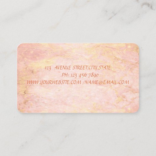 Elegant minimalistisch, eenvoudig, Roos marmer Visitekaartje (Achterkant)