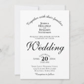 Elegant minimalistisch eenvoudig zwart-wit huwelij kaart (Voorkant)