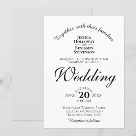 Elegant minimalistisch eenvoudig zwart-wit huwelij kaart