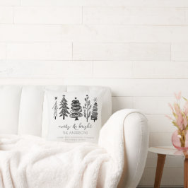 Elegant minimalistisch Eenvoudig Zwart Wit Kerstfe Kussen