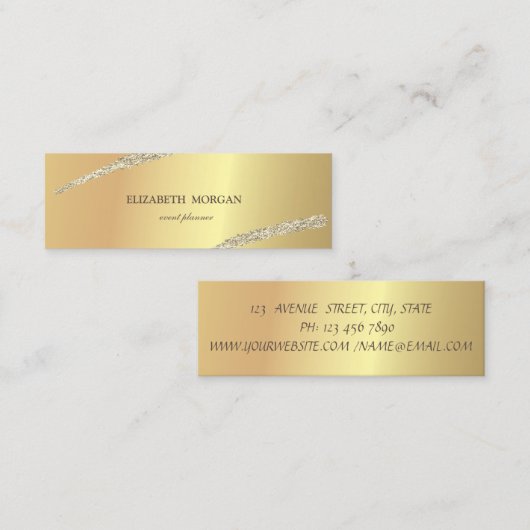 Elegant minimalistisch, eenvoudige Gold Glitter Li Mini Visitekaartje (Voorkant / Achterkant)