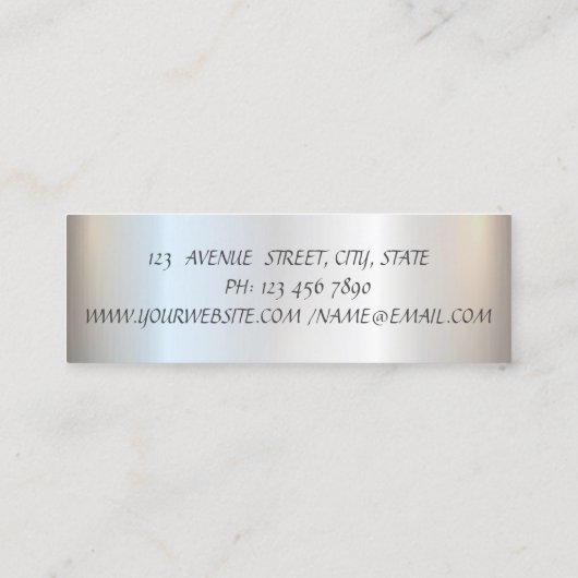 Elegant minimalistisch, eenvoudige zilverglitterli mini visitekaartje (Achterkant)