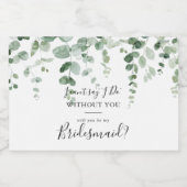Elegant minimalistisch eucalyptus bruidsmeisje voo sparkling wijnetiket (Enkel label)