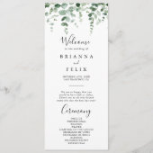 Elegant minimalistisch eucalyptus bruiloft program programmakaart (Voorkant)