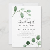 Elegant minimalistisch Eucalyptus de bruiloft van Kaart (Voorkant)