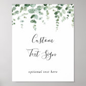 Elegant Minimalistisch Eucalyptus Eigen Tekst Bord Poster (Voorkant)