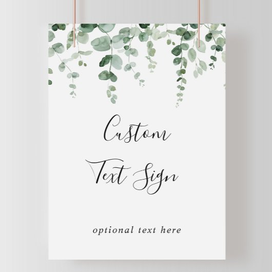Elegant Minimalistisch Eucalyptus Eigen Tekst Bord Poster