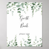 Elegant minimalistisch Eucalyptus Guest Book Sign Poster (Voorkant)