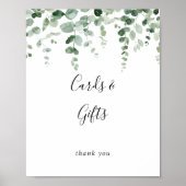 Elegant minimalistisch Eucalyptus-Kaarten en cadea Poster (Voorkant)