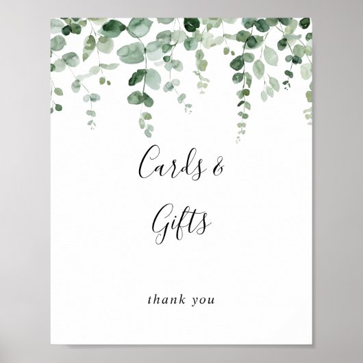 Elegant minimalistisch Eucalyptus-Kaarten en cadea Poster (Voorkant)