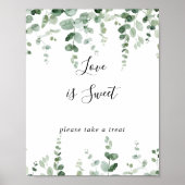 Elegant Minimalistisch Eucalyptus Liefde Is Zoet B Poster (Voorkant)