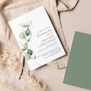 Elegant minimalistisch Eucalyptus Quinceanera Kaart
