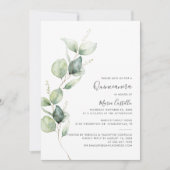 Elegant minimalistisch Eucalyptus Quinceanera Kaart (Voorkant)