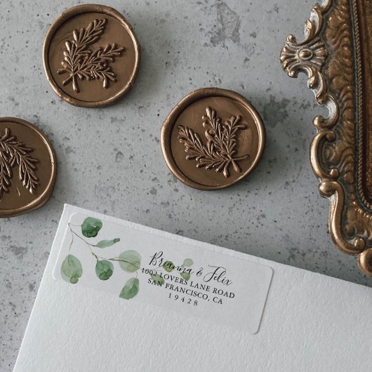 Elegant minimalistisch Eucalyptus Return-adres Etiket