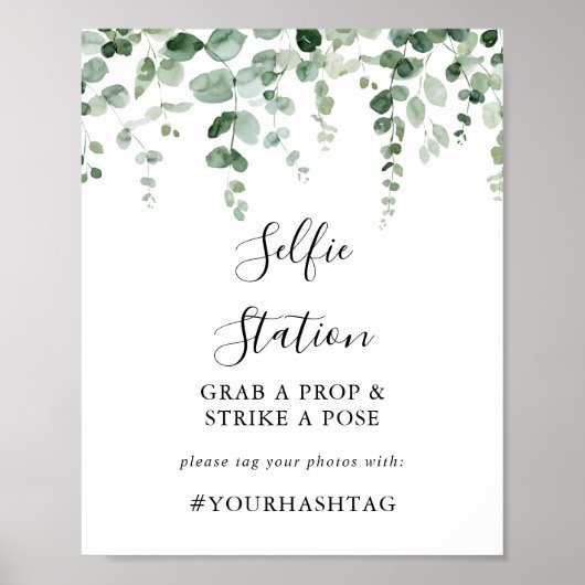 Elegant Minimalistisch Eucalyptus Selfie Station B Poster (Voorkant)