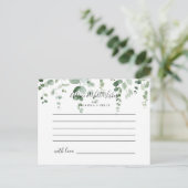Elegant minimalistisch Eucalyptus Wedding Advice K Briefkaart (Staand voorkant)
