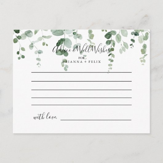 Elegant minimalistisch Eucalyptus Wedding Advice K Briefkaart (Voorkant)