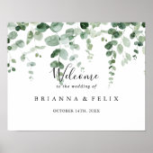 Elegant Minimalistisch Eucalyptus WeduwWelkomsttek Poster (Voorkant)