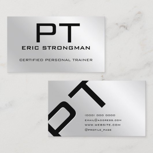 Elegant minimalistisch faux metalen zilver visitekaartje (Voorkant / Achterkant)