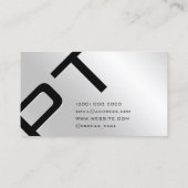 Elegant minimalistisch faux metalen zilver visitekaartje (Achterkant)