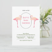 Elegant minimalistisch flamingo Baby shower Kaart (Staand voorkant)