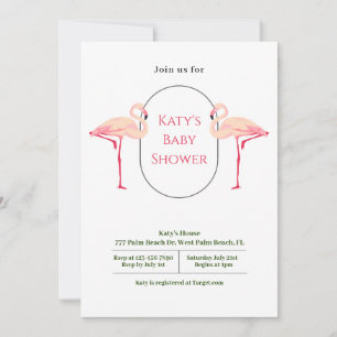 Elegant minimalistisch flamingo Baby shower Kaart