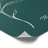 Elegant minimalistisch Floral Blauwgroen groen op  Poster (Hoek)