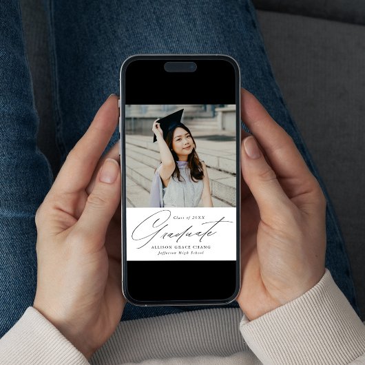 Elegant minimalistisch foto-Afstuderen Aankondiging