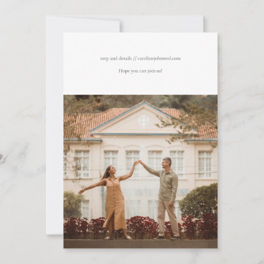 Elegant minimalistisch foto-bruiloft Website RSVP Kaart (Achterkant)