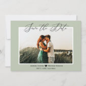 Elegant minimalistisch foto Groene foto Opslaan Da Save The Date (Voorkant)