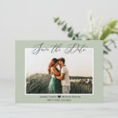 Elegant minimalistisch foto Groene foto Opslaan Da Save The Date (Staand voorkant)