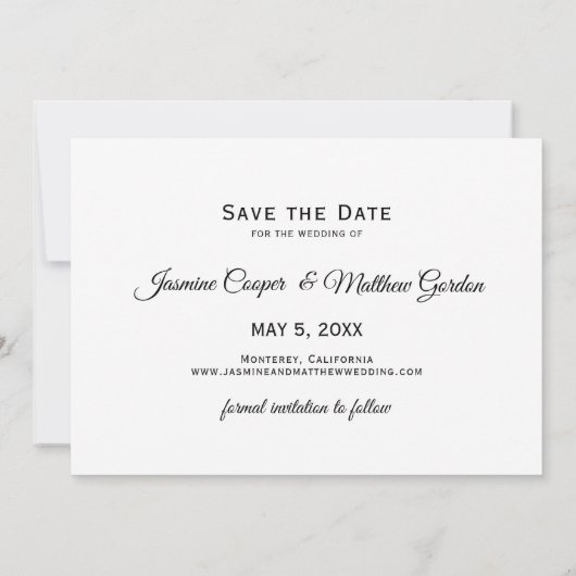 Elegant minimalistisch foto Groene foto Opslaan Da Save The Date (Achterkant)