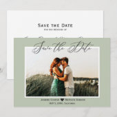Elegant minimalistisch foto Groene foto Opslaan Da Save The Date (Voorkant / Achterkant)