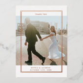 Elegant minimalistisch foto-Roos Gold Hartelijk da Folie Uitnodiging (Voorkant)