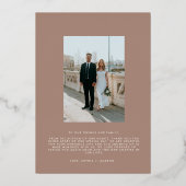 Elegant minimalistisch foto-Roos Gold Hartelijk da Folie Uitnodiging (Achterkant)