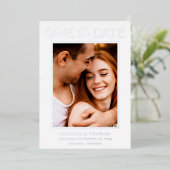 Elegant minimalistisch foto Silver Save the Date Folie Uitnodiging (Staand Voorkant)