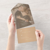 Elegant minimalistisch fotobedekkingshuwelijk all in one uitnodiging (Afscheurbaar)