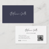 Elegant minimalistisch fotograaf Luxe modern blauw Visitekaartje (Voorkant / Achterkant)